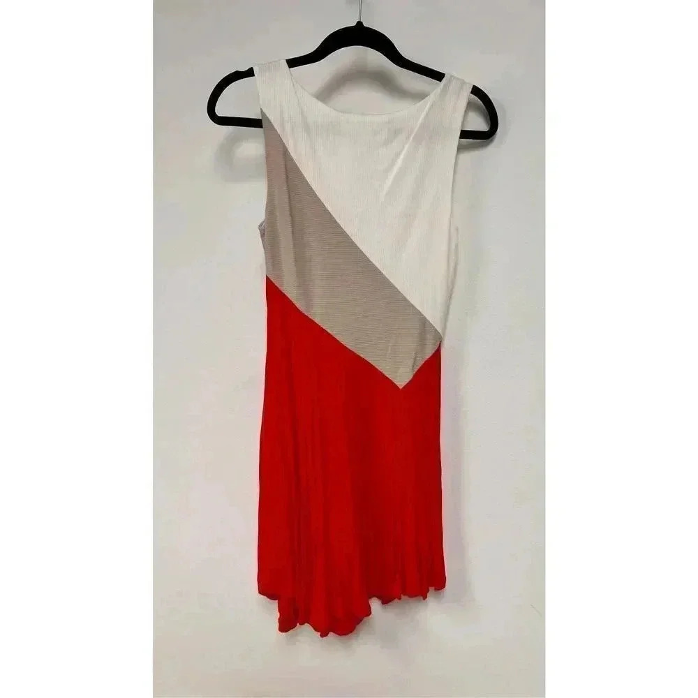 Maeve Anthropologie Womens Cream Orange Colorblock Fit & Flare Dress Size XS